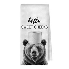 Bear Bathroom Hand Towels - Funny Bear Waffle Weave Bathroom Hand Towels Kids...