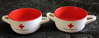 VTG American Red Cross Double Handled White Ceramic Soup Bowls w/Red Interior — photo 1