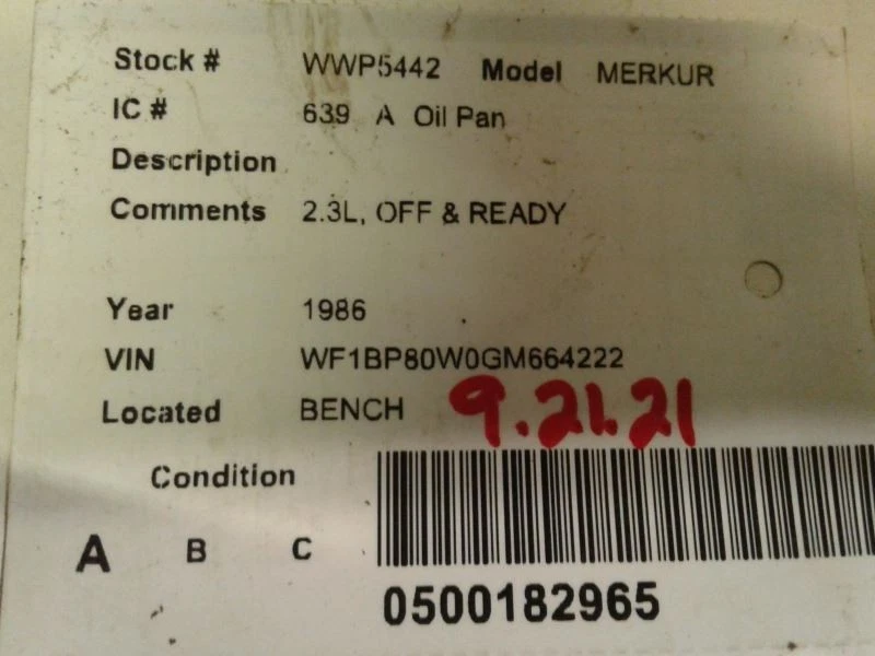 油盘适用于 85-86 MERKUR 1456951 — 第 4/4 张图片