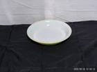 "Pre-Owned" Vtg. Pyrex 909 9" Trade Mark Lime Green over Milk Glass Pie Plate