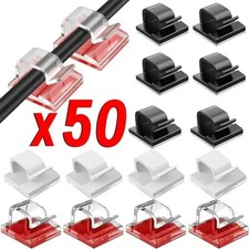 50Pcs Cable Clips Self-Adhesive Cord Management Wire Holder Organizer Clamp US