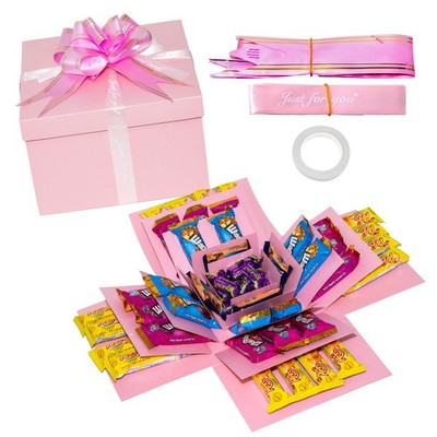 Explosion Geschenkbox, 5-lagige Überraschung 1 Stück (1er Pack), rosa 