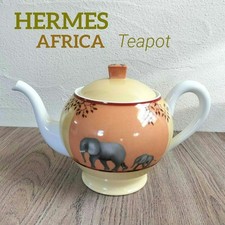 Hermes Paris Tea Pot Africa Orange Porcelain Tableware near mint gift
