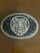 LAUREN HAMPTON Animal Tiger Crystal And Stone Belt Buckle - Handsigned Handmade