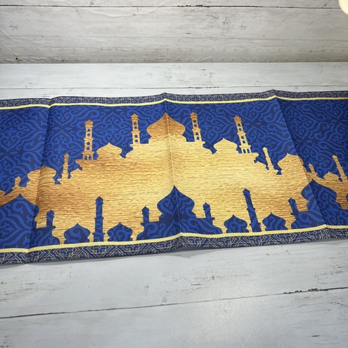 Ramadan Table Runner Fireplace Decorations Islamic Blue Gold Star Moon Mosque 6’ - Picture 4 of 5