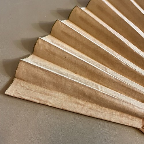 Vintage Wooden & Canvas Hand Fan Fold Up 1920-1930 Pettibone Handcraft Antique - Picture 11 of 11
