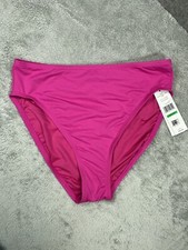 NWT Carmen Marc Valvo Swimwear Bikini Bottom Hi Waist Pink Large Womens