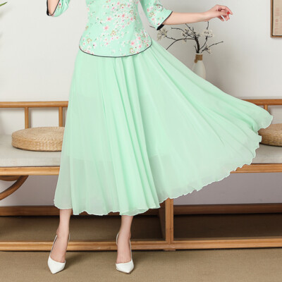Summer Elegant Three-Layer Long Chiffon Skirt Big Swing Skirt Lady Beach  Dress | eBay