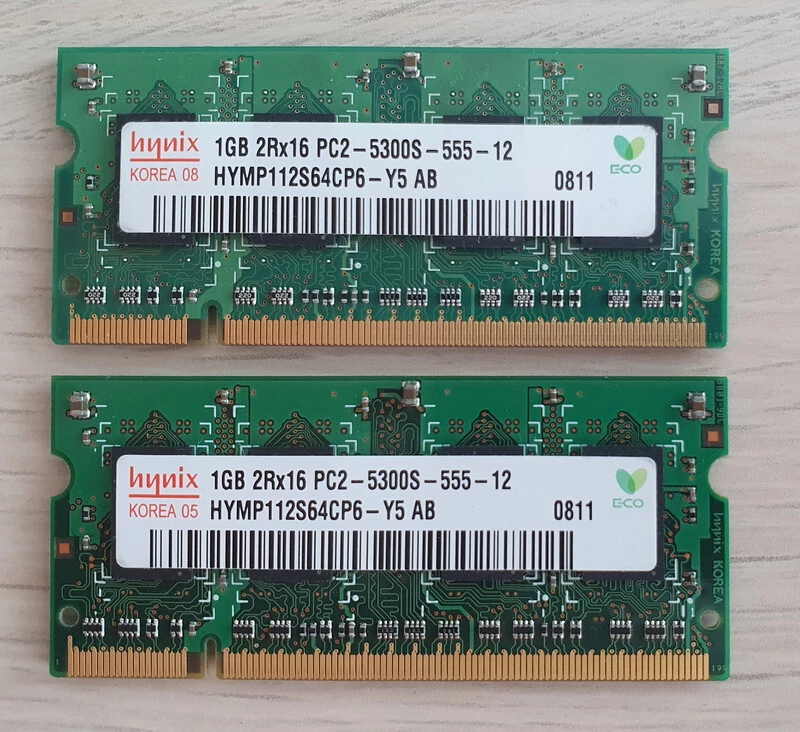 Hynix 2GB (1x1GB + 1x1GB) DDR2 SODIMM 2Rx16 PC2-5300S-555-12 Arbeitsspeichermod