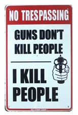 designer interior No Trespassing Pro Gun 2nd Amendment tin metal sign