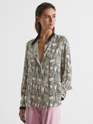 REISS JESS SWIRL PRINT SHIRT BLUSE TOP UK-Größe 6
