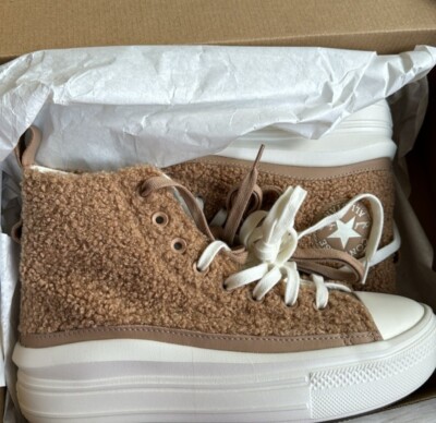 New Converse Chuck Taylor All Star Move Platform High Sherpa - Champagne Tan 