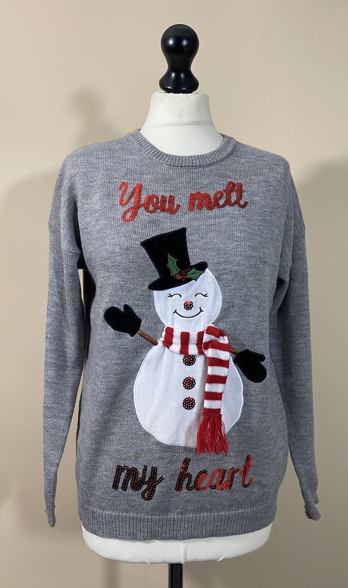 Cute Snowman Christmas Jumper Festive Sweater size 12 You Melt My