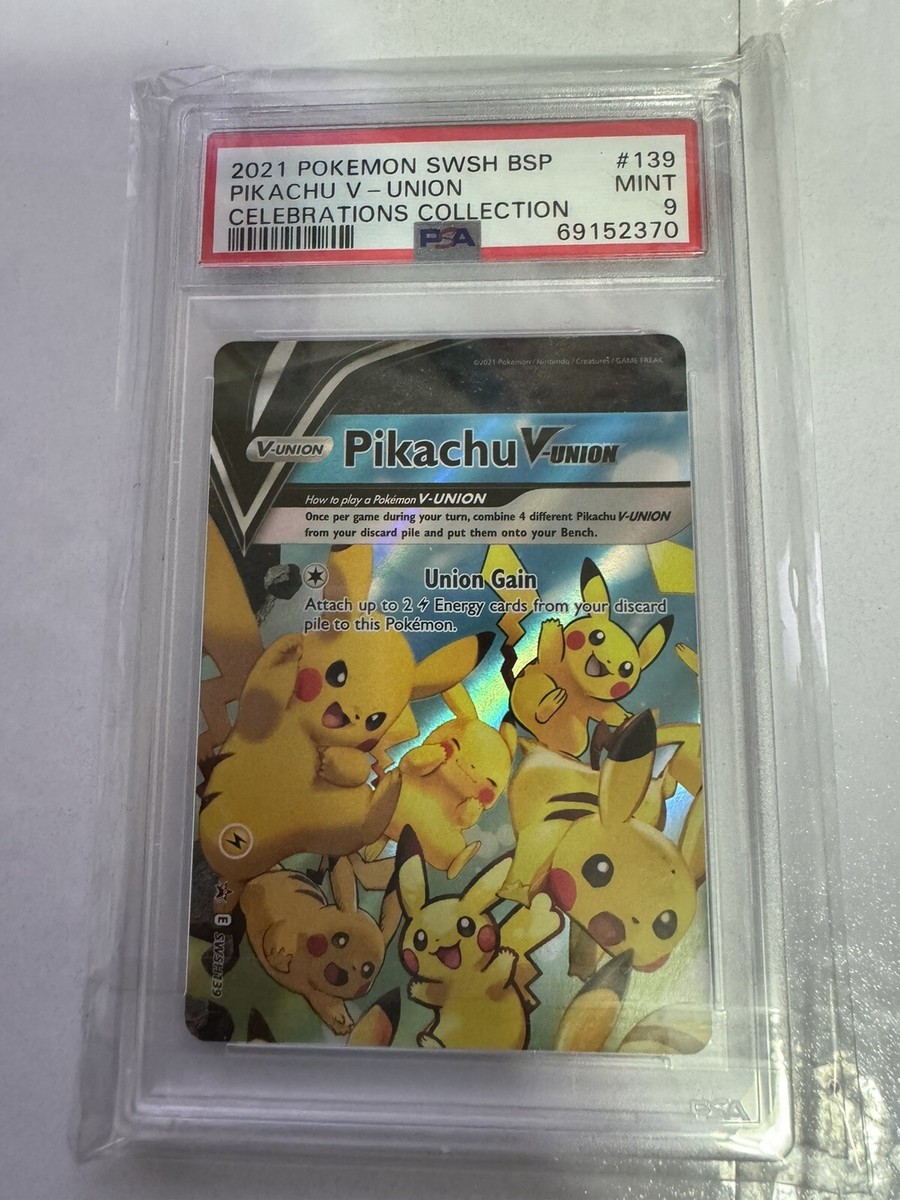 PSA 9 2021 Pokemon SWSH BSP Pikachu V-Union Celebrations