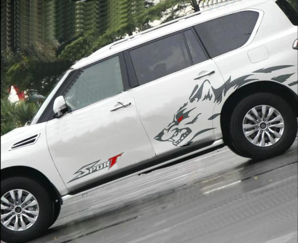 Calcomanías deportivas gráficas de coche Wolf para puerta lateral Toyota Prado Land Cruiser Foto 3 de 4