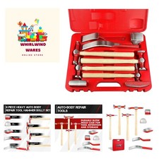 9 Piece Heavy Auto Body Repair Tool Hammer Dolly Set, Car Body Repair Tool Ki...