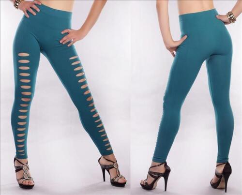 Destroy Stylische Damen Leggings Punk Look mit Löcher farben LG851 - Bild 5 von 6