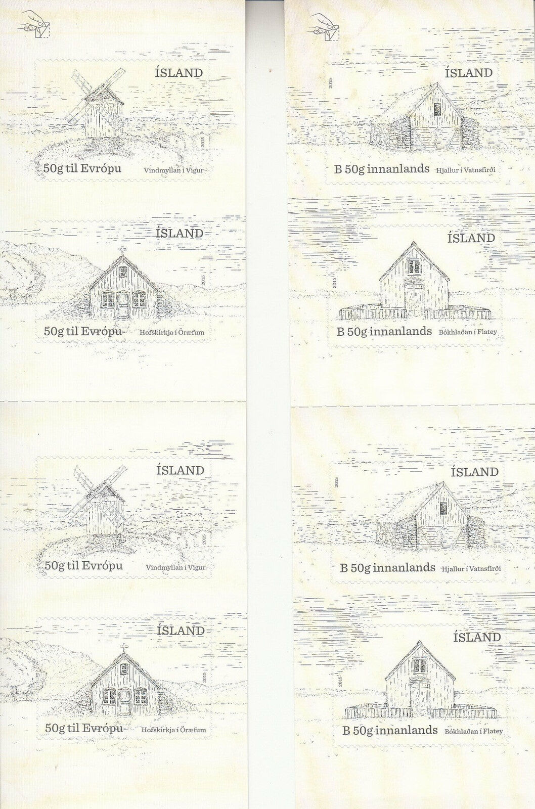 Iceland 2015 booklet x2 churches windmills turf Church MNH