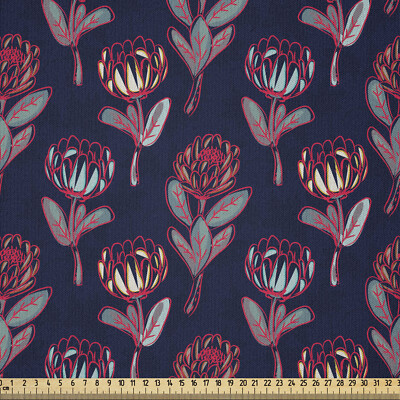 Blumen Microfaser Stoff als Meterware Doodle Stil Prote Blumen