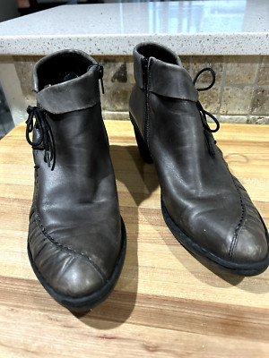 Rieker Anti Stress Rebecca Gray Leather Lace Up Ankle Booties 41 US 9.5 10
