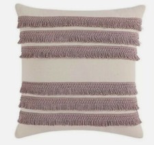 Decorative Fringe Throw Pillow Cover in Amelia Blush  20  X 20  zip closure