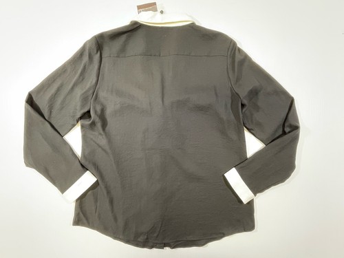 The Limited Woman’ Black Ivory Cuffs Collar Long Sleeve Button Up Blouse Shirt L - Picture 8 of 8