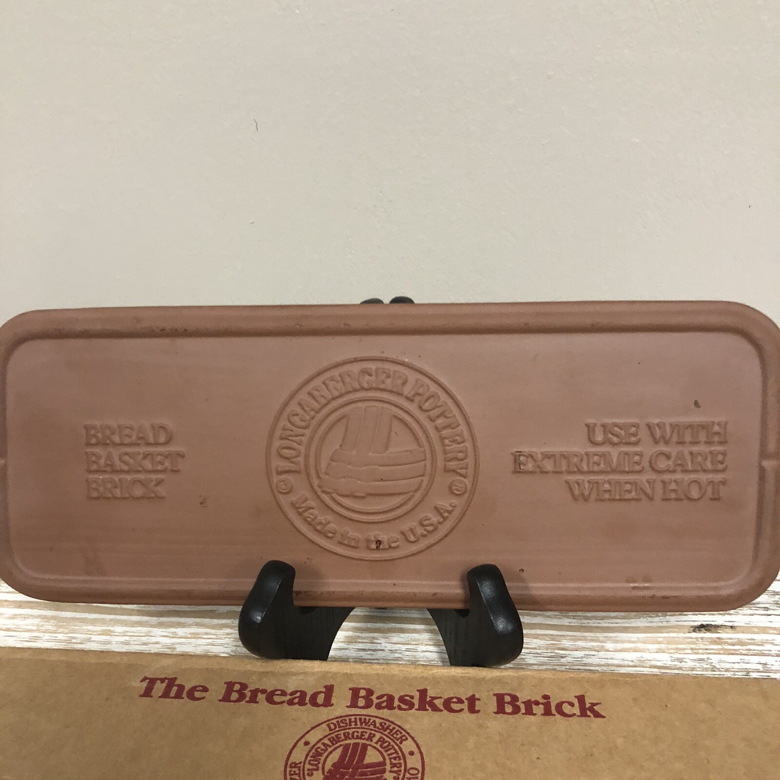 Vintage Longaberger Pottery BREAD Basket BRICK Warming terra cotta clay