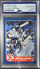 Dwight Evans 1986 Fleer Autographed #348 Boston Red Sox Baseball Auto Card PSA