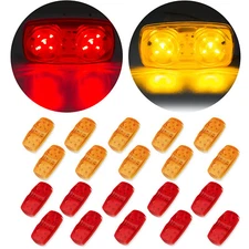 20x Amber+Red 4" Clearance Trailer RV Double Bullseye LED Marker Light 10 Diodes