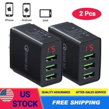 2PACK 3 Port Fast Quick QC 3.0 USB Hub Wall Charger Power Charge Adapter US Plug
