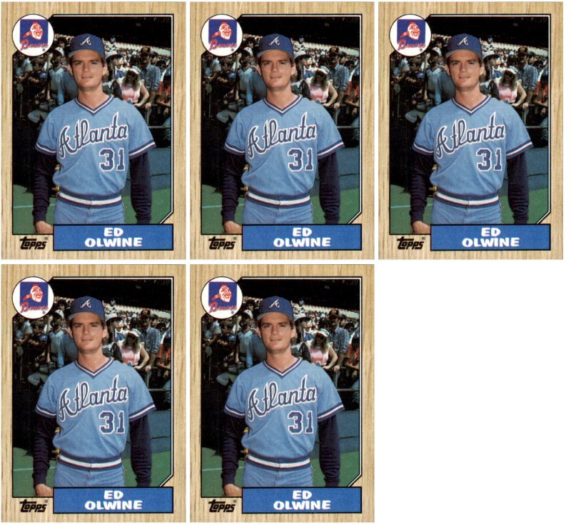 (5) 1987 Topps #159 Ed Olwine Atlanta Braves Card Lot