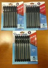 3 Pks of 8 Paper Mate InkJoy Ballpoint Pens Med. Point Black 24 Total - W7E-1722
