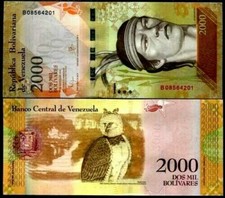 VENEZUELA 2000 BOLIVARES P-96 2016 x 1 Pcs UNC Venezuelan Owl Currency BANK NOTE