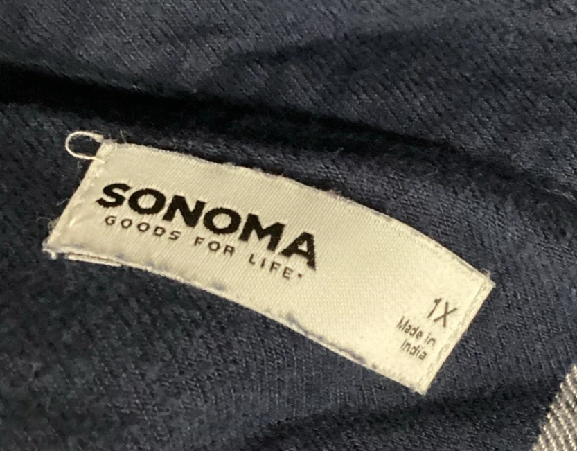 Camisa para mujer SONOMA (talla 1X) manga larga con cuello abotonado algodón rayón Foto 3 de 4