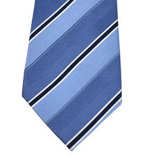 GEOFFREY BEENE Tie Men's Silk Necktie Woven Blue Striped Handmade 58" x 4"