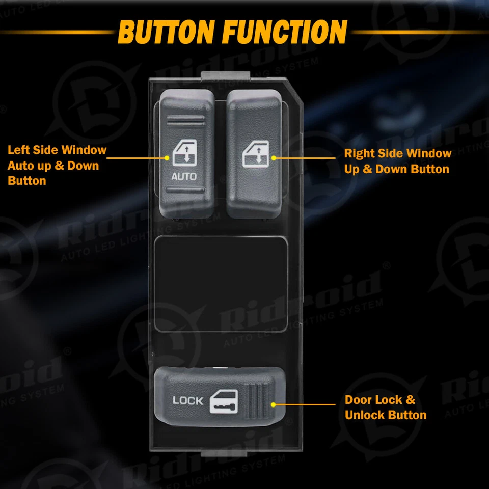 前左侧电源窗开关适用于雪佛兰 GMC 皮卡车 2-Dr 15151356 — 第 2/4 张图片