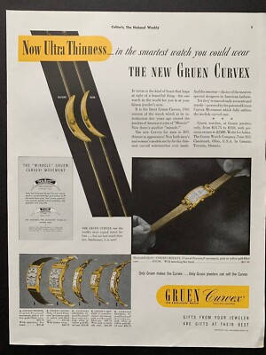 Vintage 1941 gruen curvex watch advertisement