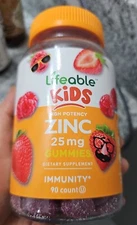 Lifeable Zinc for Kids - Great Tasting Berry Flavor Gummy Non GMO - 90 Count