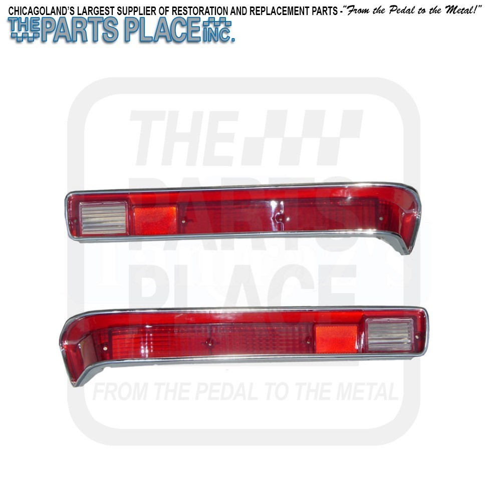 70 GTO Lemans Tail Light Lamp Lens Pair With Stainless Trim GM
