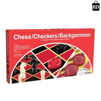 Ultimate 3-in-1 Game Set: Chess, Checkers & Backgammon - Ages 8+, Full Size