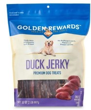 Golden Rewards Duck Flavor Premium Dry Jerky Treats for 2 Pound Pack of 1