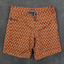 Patagonia Wavefarer Board Shorts Mens 34 Orange Quiver Glowing Ember Quick Dry