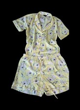 Ann Taylor Sleep Pajama Set Top  Shorts Yellow Flexible Waist Women's Size S