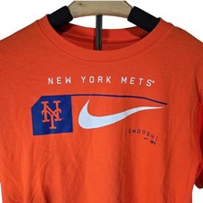 Nike Youth T-Shirt Size XL 18/20 Orange Crewneck Swoosh Logo MLB New York Mets