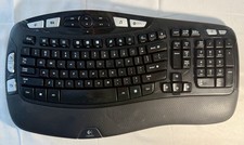 Logitech K350 Wave Wireless Ergonomic Keyboard Black - Tested - No Dongle