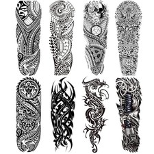 Totem Fake Tattoos Sleeve For Men Women, Full Arm Tribal Polynesian Temporary Ta