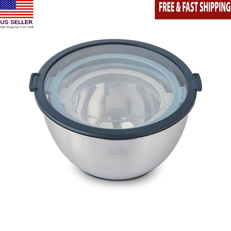 6-Piece Mixing Bowl Set Non-Slip Base Easy Grip Transparent Lids Variety Sizes