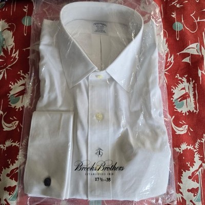 Brooks Brothers 1818 Regent Fit Dress Shirt White 17.5 French Cuff NWT cufflinks
