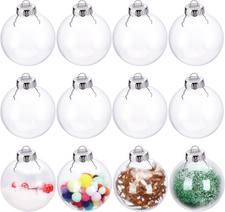 12 Pack Clear Plastic Fillable Ornament Ball 3.15''/80Mm for Christmas,Holiday,