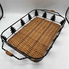 Serving Tray for 13" x 9" Cake Pan or Casserole w/ Woven Bottom Metal Pine Trees